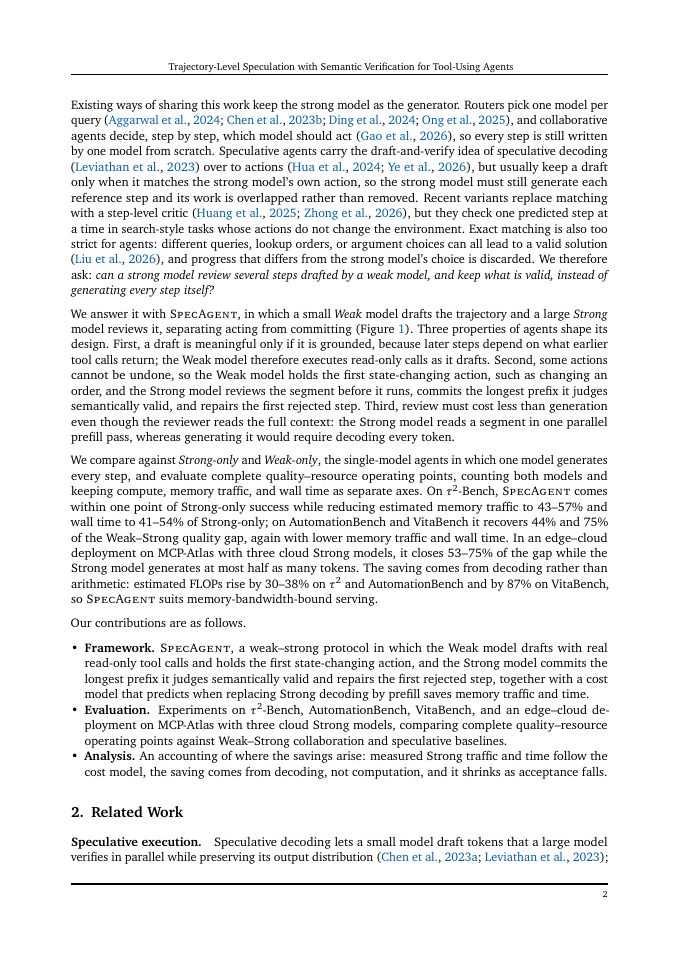 Page 2 of Trajectory-Level Speculation with Semantic Verification for Tool-Using Agents