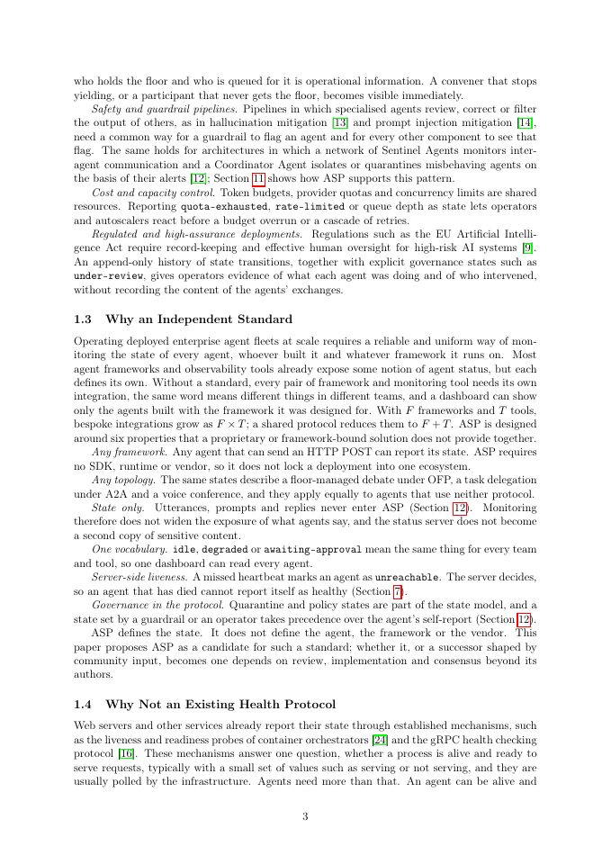 Page 3 of Agent Status Protocol (ASP): A Lightweight Specification for State Reporting in Multi-Agent Systems