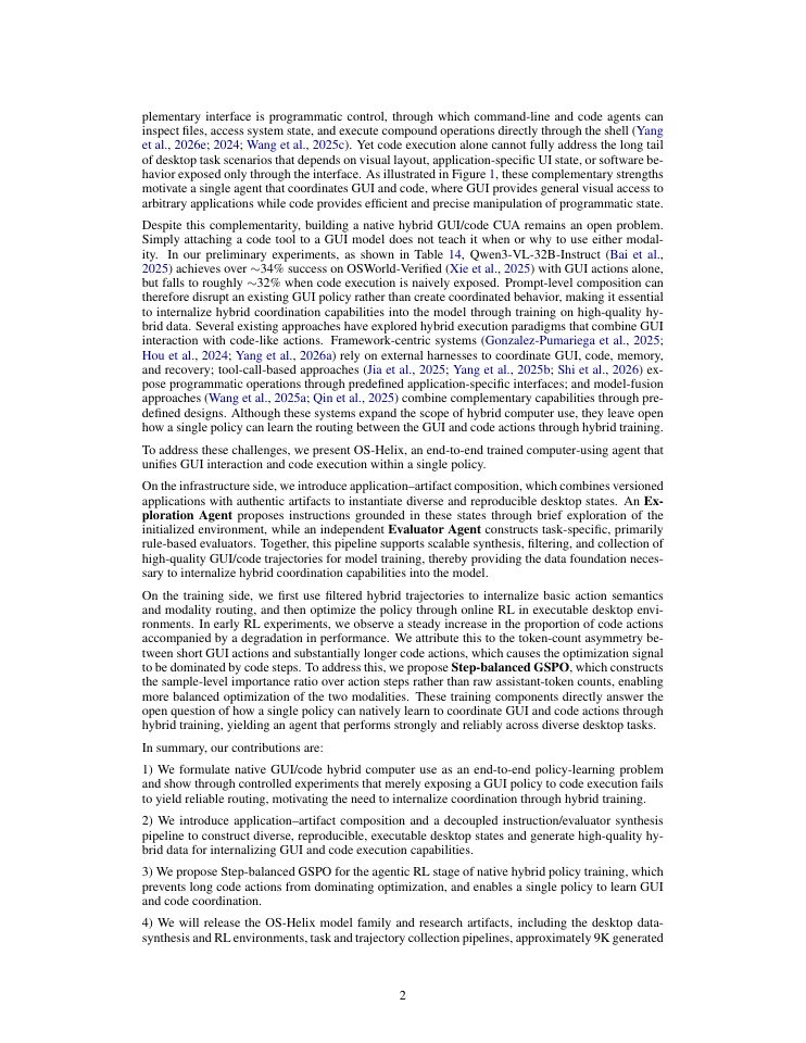 Page 2 of OS-Helix: Unifying GUI Interaction and Code Execution in Native Computer-Using Agents