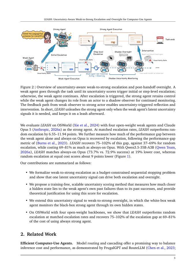 Page 3 of LEASH: Uncertainty-Aware Weak-to-Strong Escalation and Oversight for Computer-Use Agents