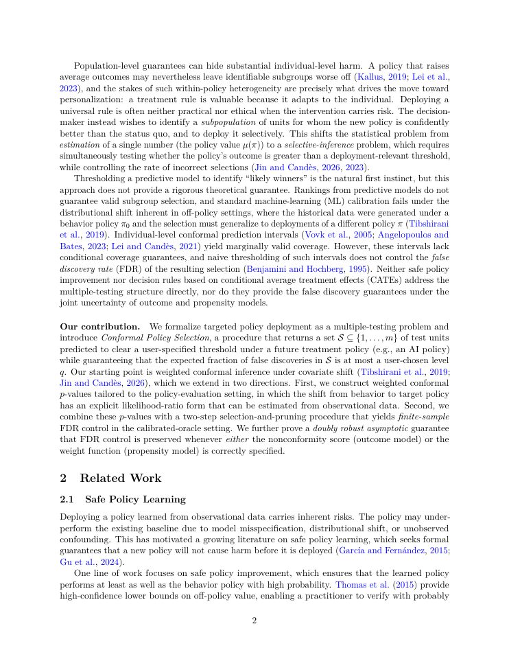 Page 2 of Conformal Policy Selection: When to Deploy AI Decisions for Targeted Intervention