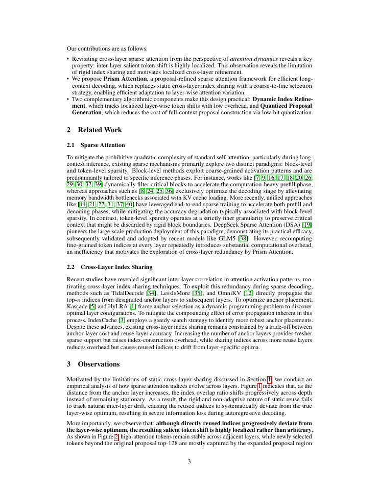 Page 3 of Prism Attention: Proposal-Refined Index Sharing Mechanism for Efficient LLMs Inference