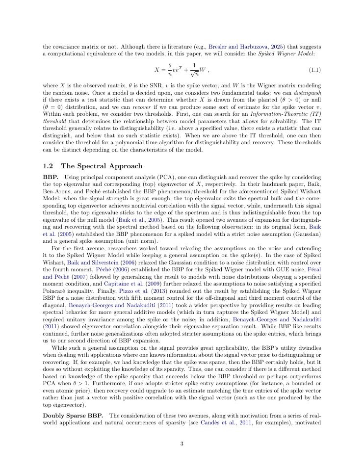 Page 3 of Distinguishability and Recovery for a Doubly Sparse Spiked Wigner Model