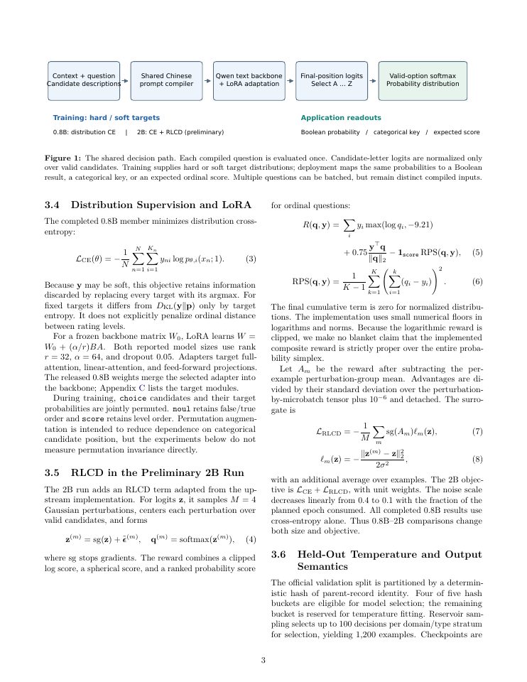 Page 3 of Chinese Decision: A Family of Language Models for Single-Pass Probabilistic Decision-Making