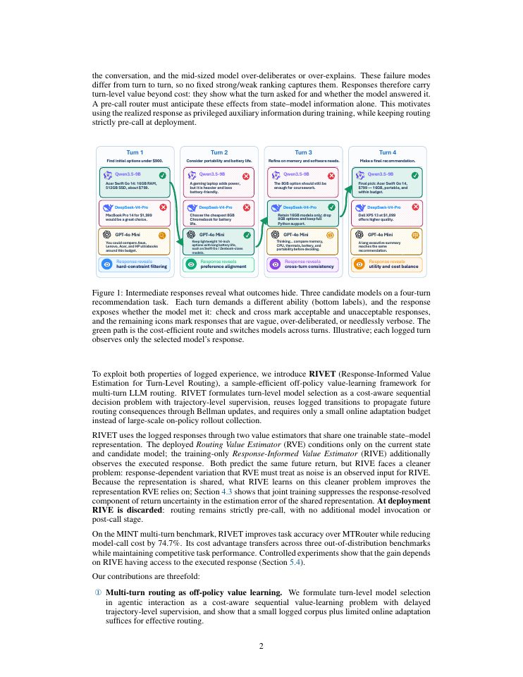 Page 2 of Response-Informed Value Estimation for Cost-Aware Multi-Turn LLM Routing