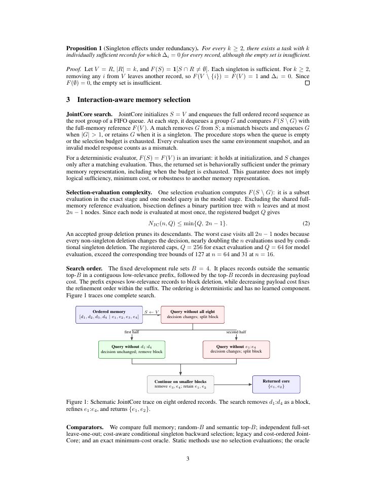 Page 3 of Beyond Marginal Influence: Interaction-Aware Memory Selection for LLM Agents