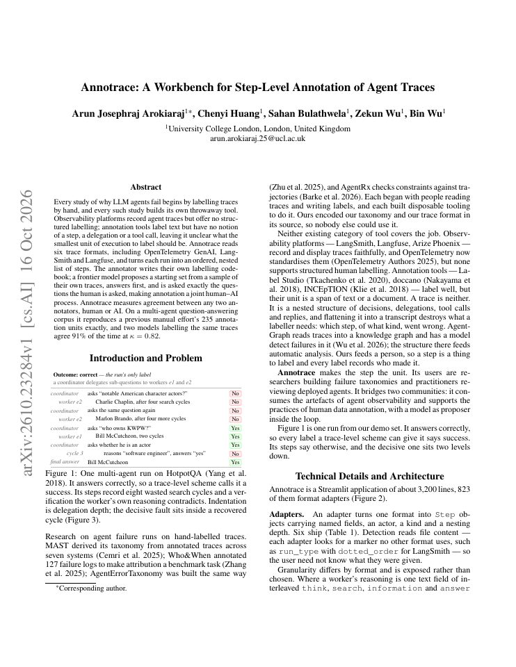 First page of Annotrace: A Workbench for Step-Level Annotation of Agent Traces