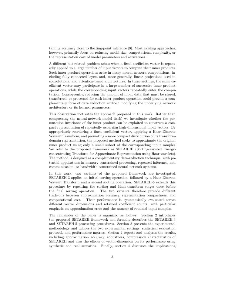 Page 3 of SETAREH Transform: A Sorting-Assisted Haar-Wavelet Sparsification Method for Approximate Inner-Product Computation