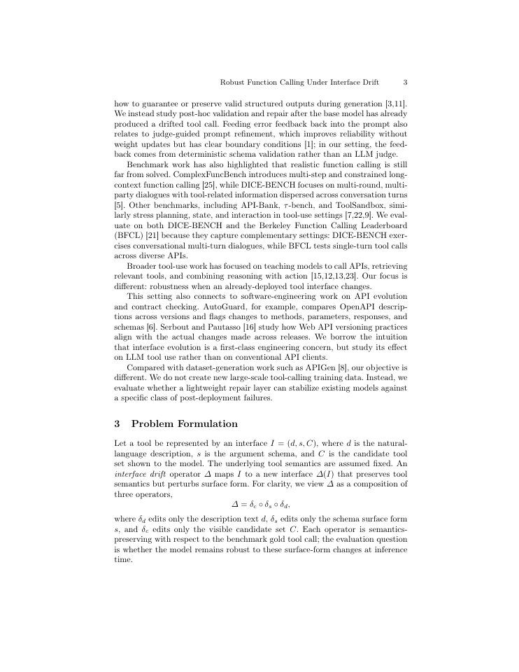 Page 3 of Robust Function Calling for LLM Agents Under Interface Drift