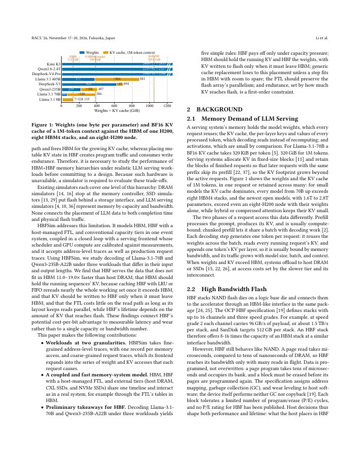Page 2 of HBFSim: A Simulator for Exploring HBF in Memory Hierarchies for LLMs