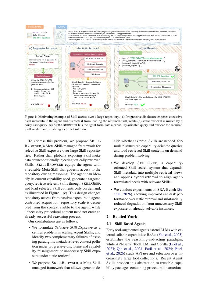 Page 2 of SkillBrowser: Selective Skill Exposure for Scalable Skill-Using Agents