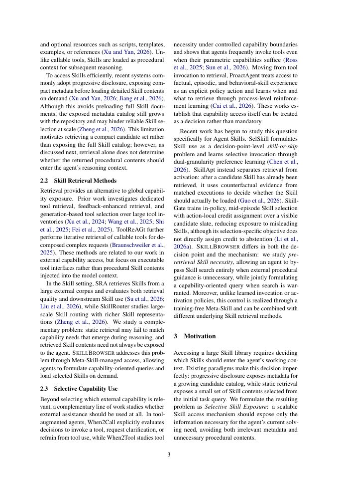 Page 3 of SkillBrowser: Selective Skill Exposure for Scalable Skill-Using Agents