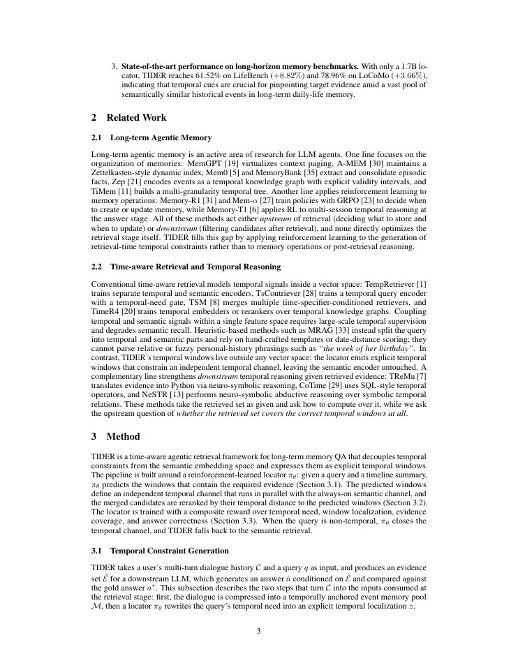Page 3 of RL-Guided Temporal Localization for Dual-Channel Retrieval in Long-Horizon Agent Memory