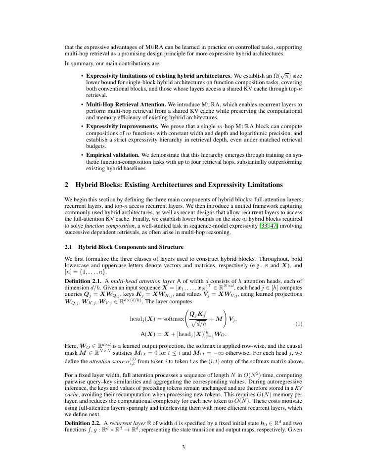 Page 3 of Improving the Expressive Power of Hybrid Sequence Models via Multi-Hop Retrieval