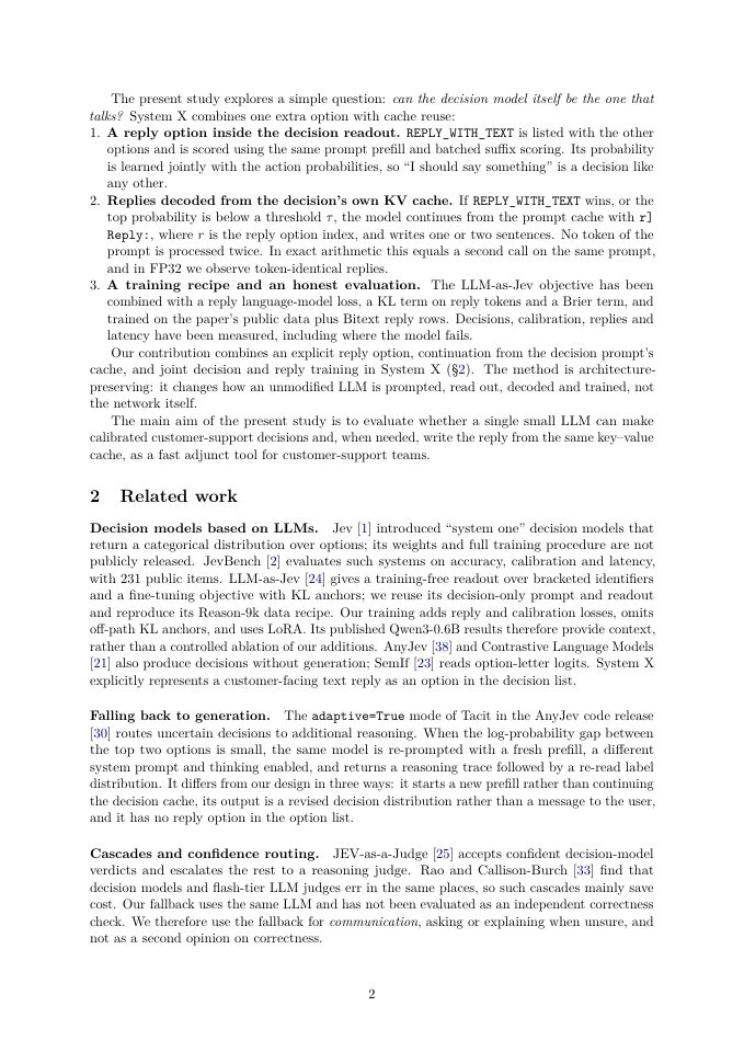 Page 2 of System X: An LLM Decision Model That Replies from Its Own KV Cache