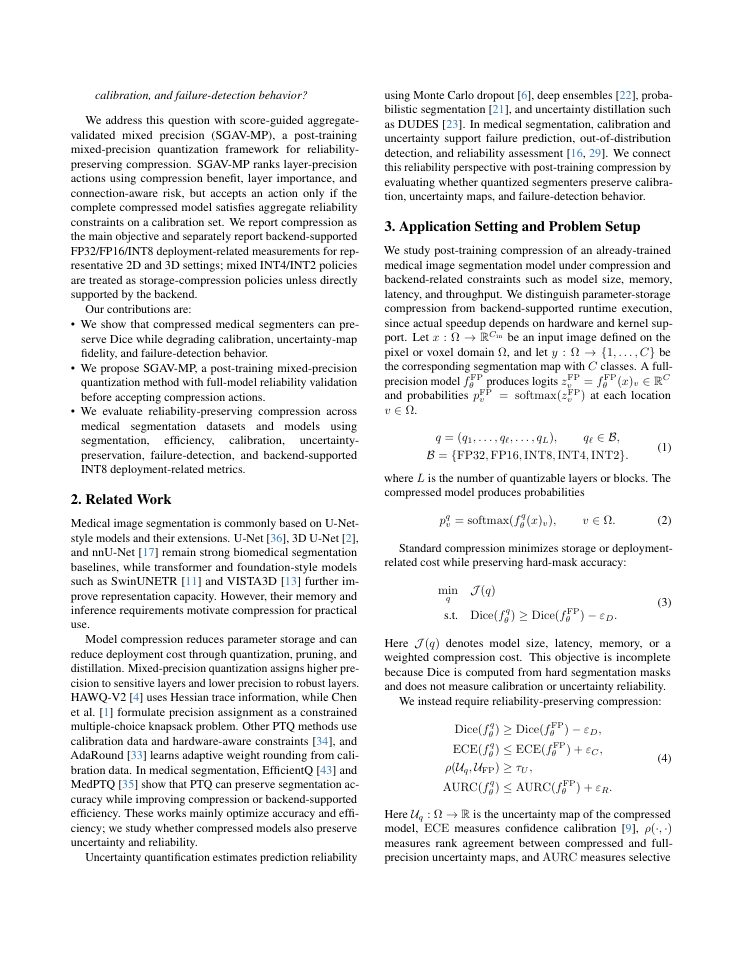 Page 2 of Reliability-Preserving Compression for Deployable Medical Image Segmentation