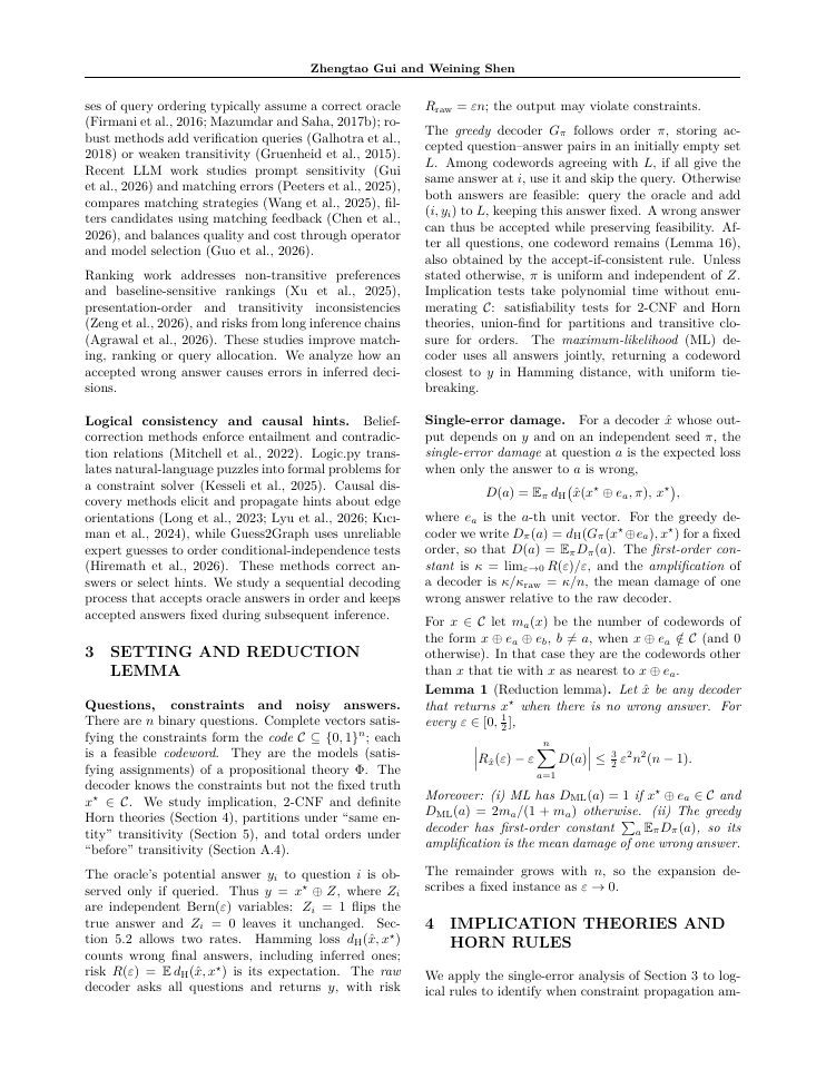 Page 3 of How Much Does One Wrong Answer Cost? Error Propagation in Constraint Pruning with Noisy LLM Oracles