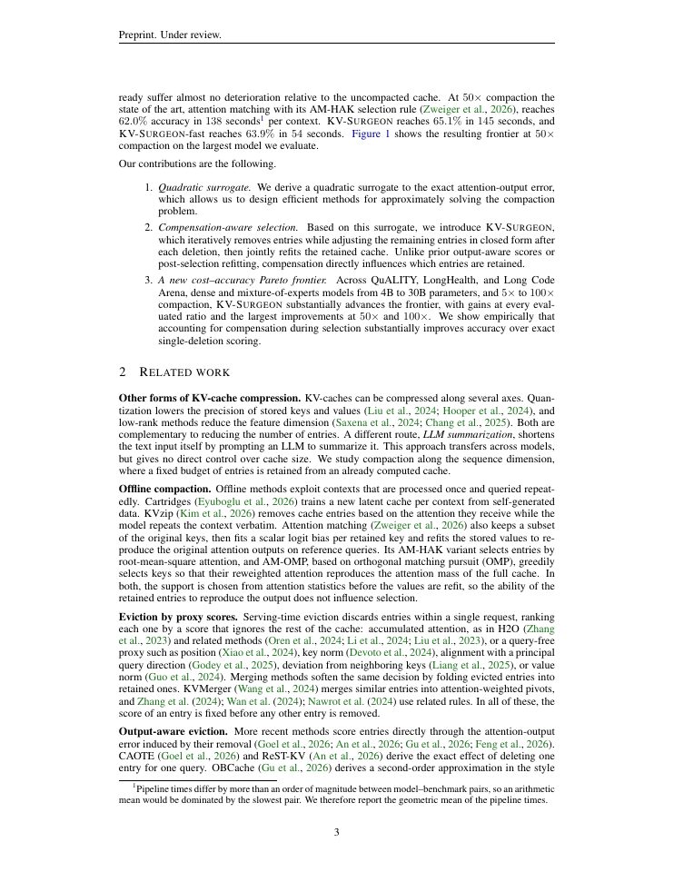 Page 3 of The KV-Surgeon: Compensation-Aware Offline KV-Cache Compaction