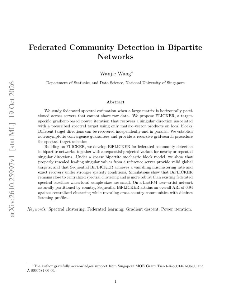 First page of Federated Community Detection in Bipartite Networks