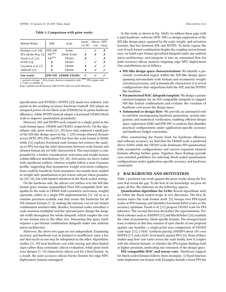 Page 2 of MX-Like Tensor Core for LLM Inference with NPU Integration via Hardware-Software Co-Design Exploration