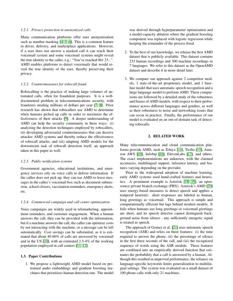 Page 2 of Multilingual Voicemail and Answering Machine Detection via Pretrained Audio Embeddings and Gradient Boosting Machines