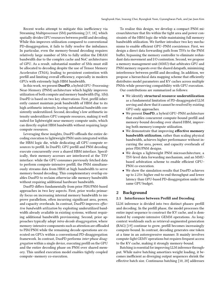 Page 2 of A Hybrid GPU and Processing-Near-Memory Architecture with Shared DRAM for Efficient Prefill-Decode Disaggregation