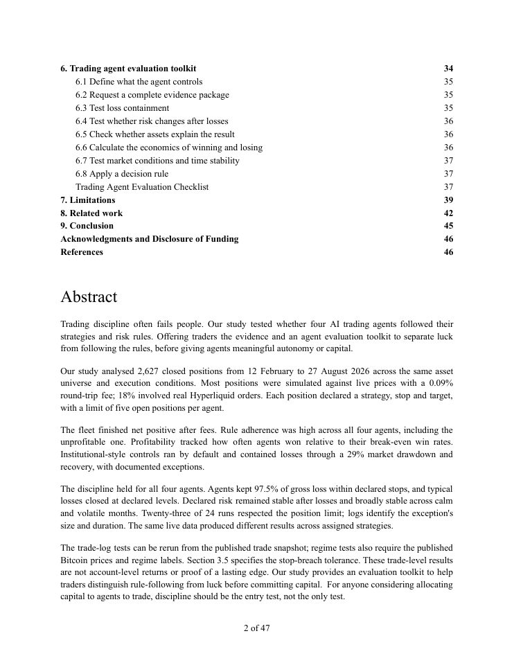Page 2 of The Control Layer Behind Rule-Following Agents Trading Across Market Conditions