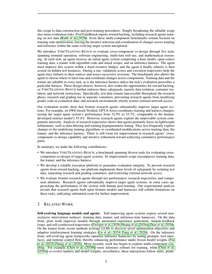 Page 2 of VibeTraining-Bench: Data-Trainer-Harness Co-Design for Iterative System Improvement