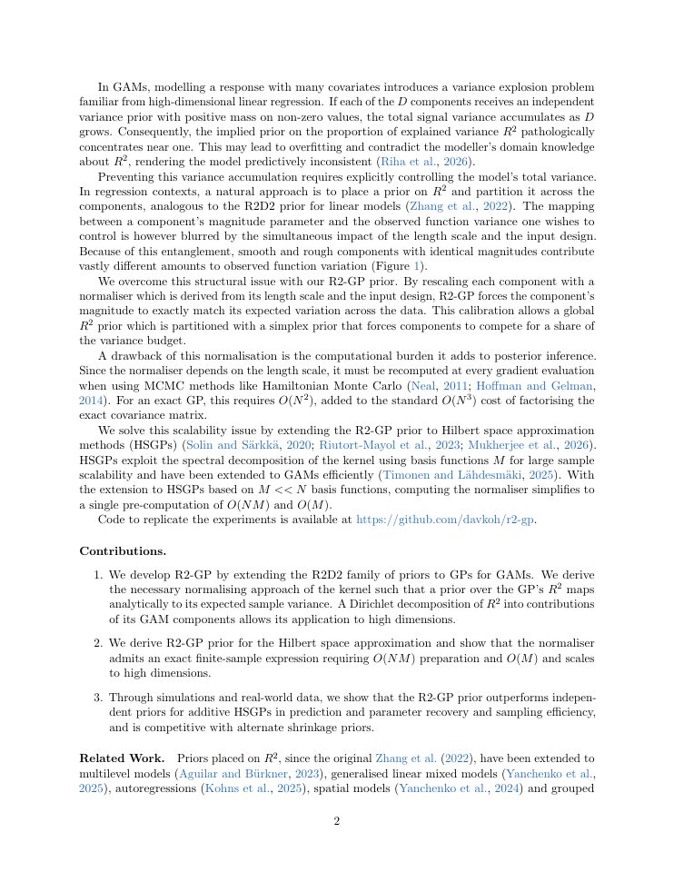 Page 2 of R2-GP: Variance-Calibrated Priors for Additive Gaussian Processes