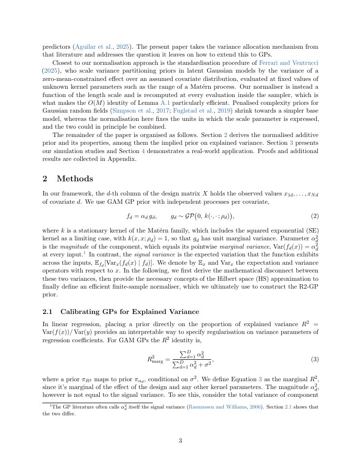 Page 3 of R2-GP: Variance-Calibrated Priors for Additive Gaussian Processes