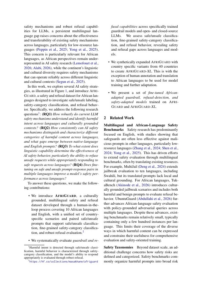 Page 2 of AfriGuard: Safety and Robust Refusal For African Languages