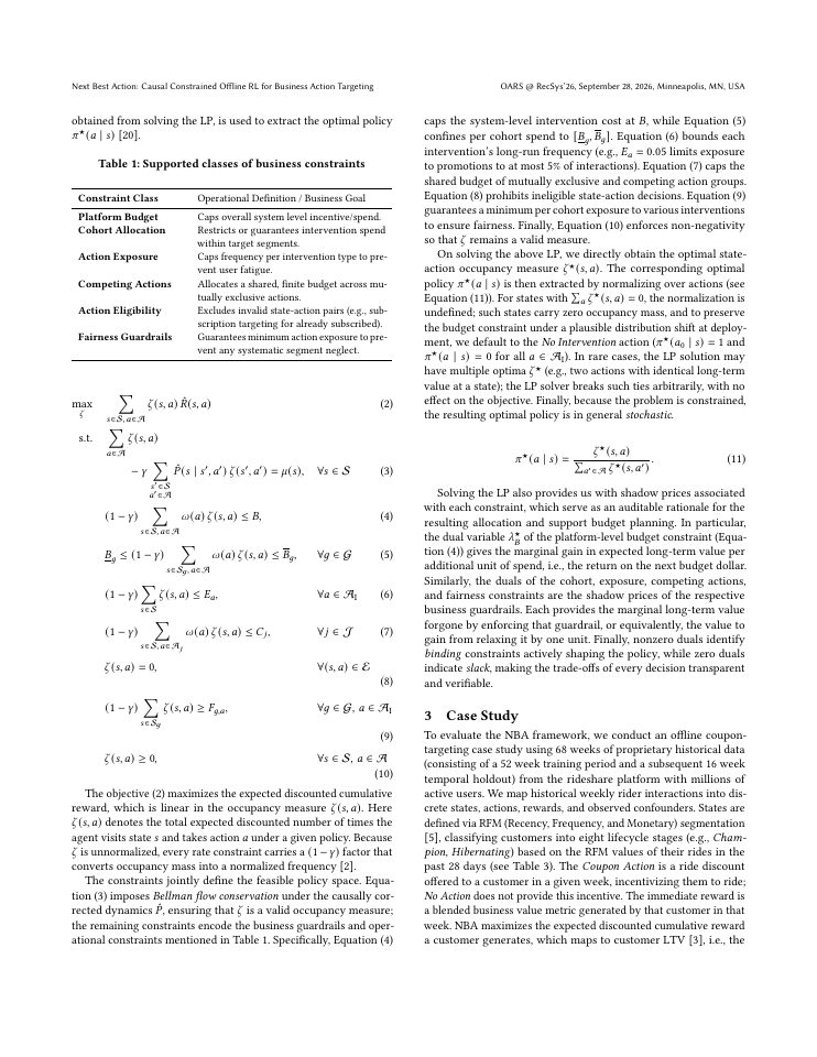 Page 3 of Next Best Action: Causal Constrained Offline RL for Business Action Targeting