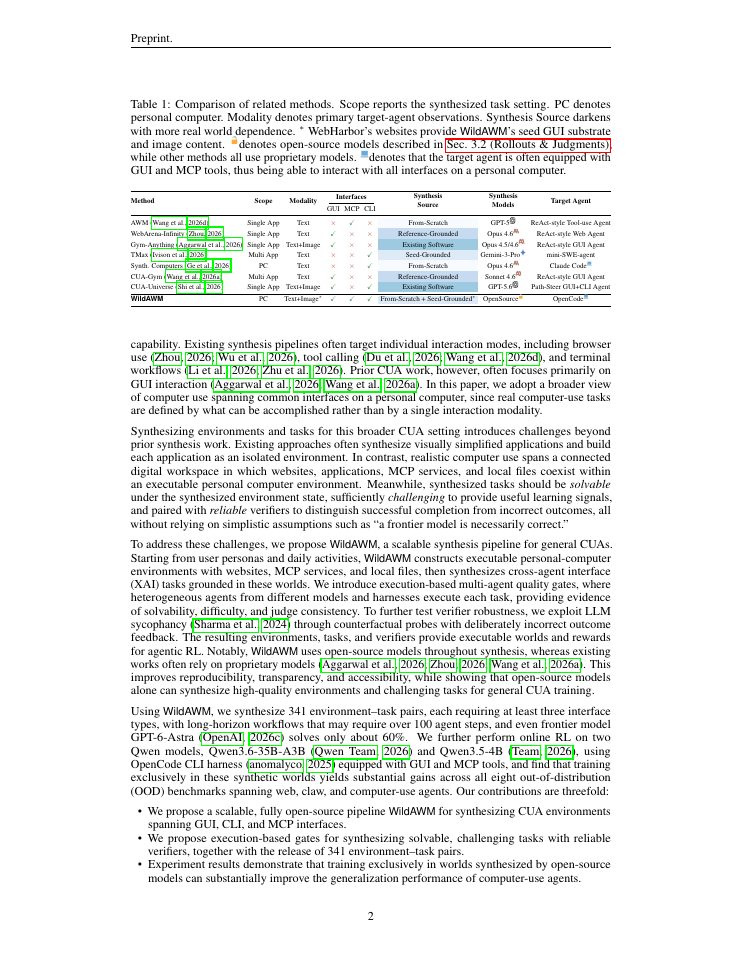 Page 2 of Agent World Model in the Wild: Computer-Use Agent Environment Synthesis