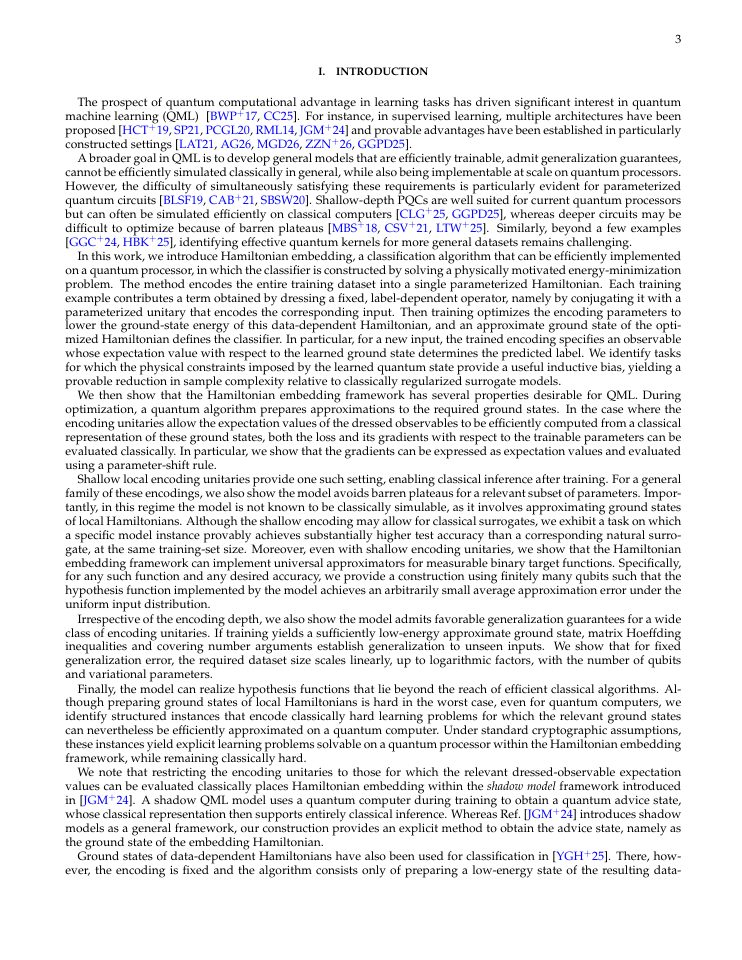 Page 3 of Supervised Learning with Quantum Hamiltonian Embeddings