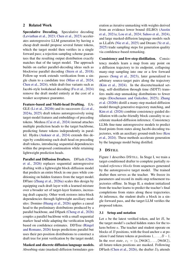Page 3 of DStill: Trajectory Consistency Distillation for Accelerated One-Step Drafting in Block Diffusion Speculative Decoding