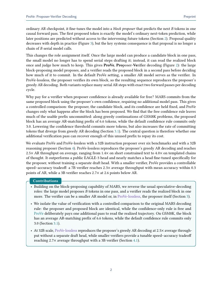 Page 2 of ProVe: Proposer-Verifier Decoding