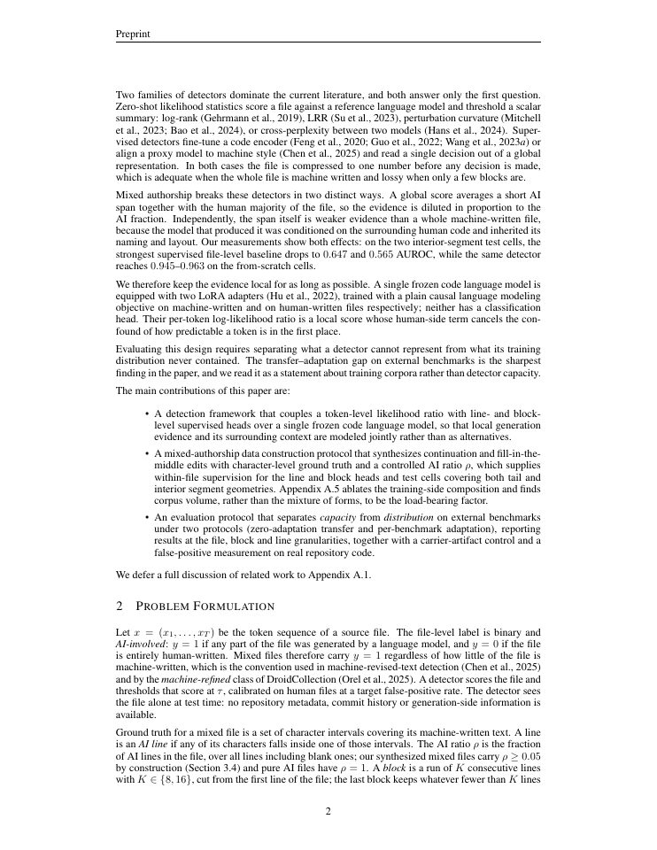 Page 2 of From Tokens to Files: Multi-Granularity Detection and Localization of AI-Involved Code