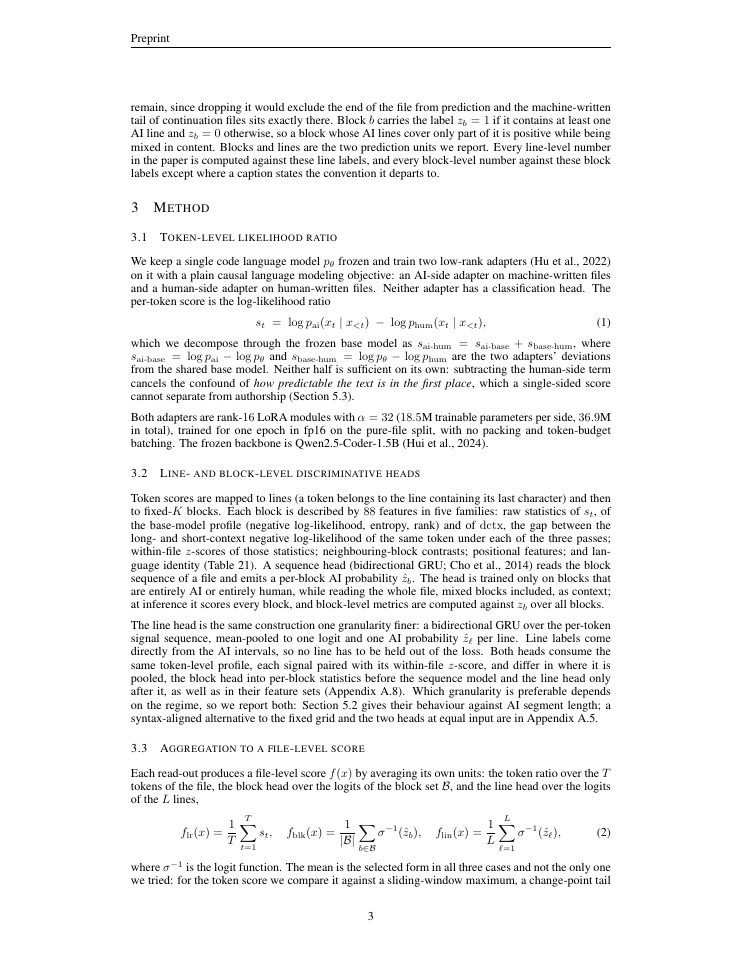 Page 3 of From Tokens to Files: Multi-Granularity Detection and Localization of AI-Involved Code
