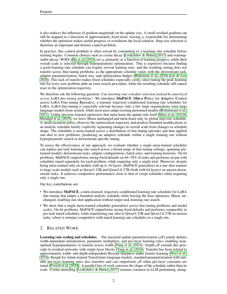 Page 2 of MuPACE: Learning to Pace Muon for LoRA Fine-Tuning