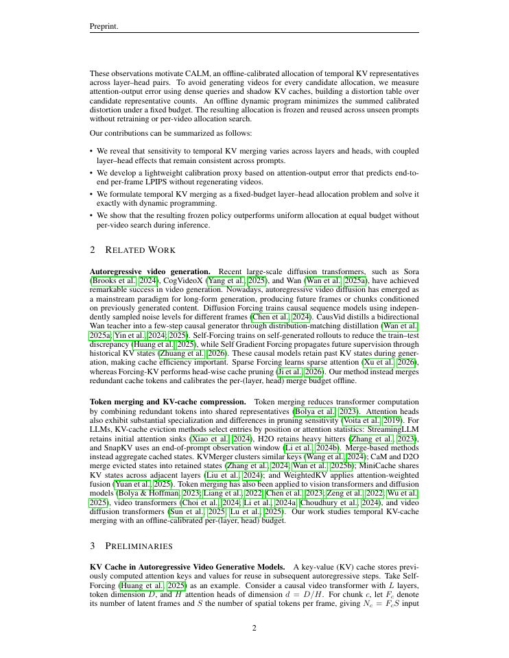 Page 2 of Offline Makes Online Better: Calibrated Cache Compression for Video Generation