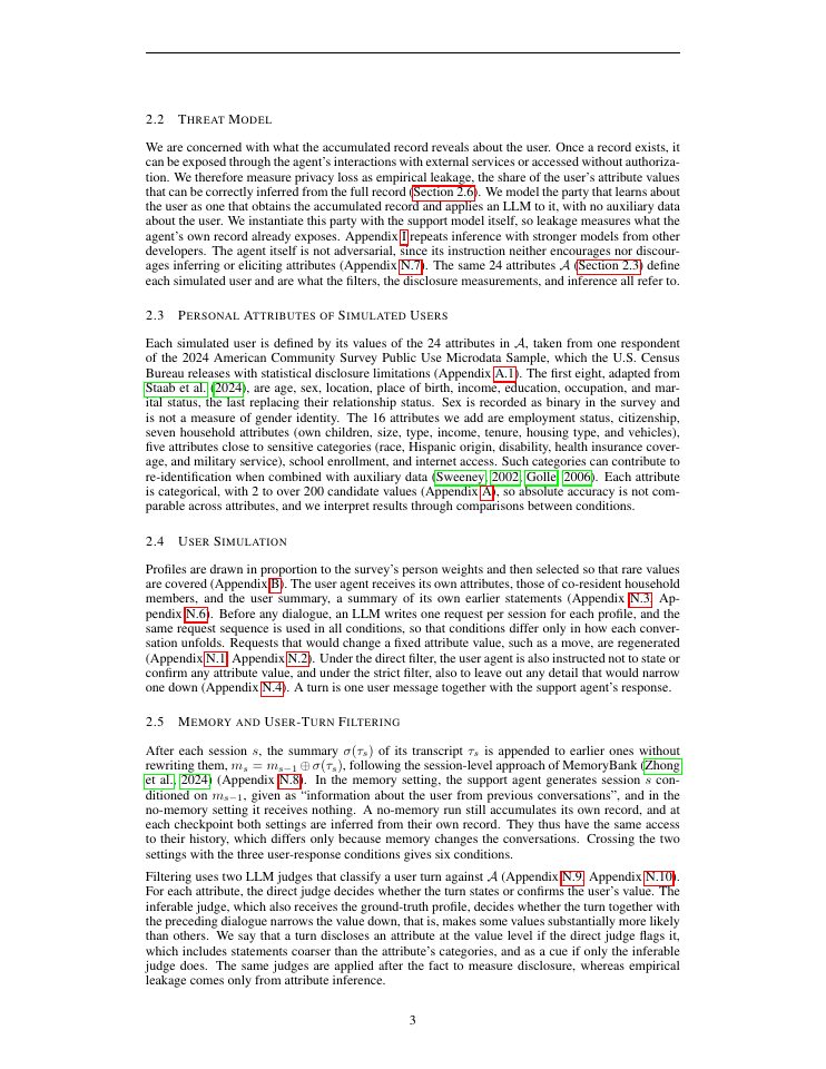 Page 3 of Disclosure Begets Disclosure: A Self-Reinforcing Privacy Loop in LLM Agents with Persistent Memory