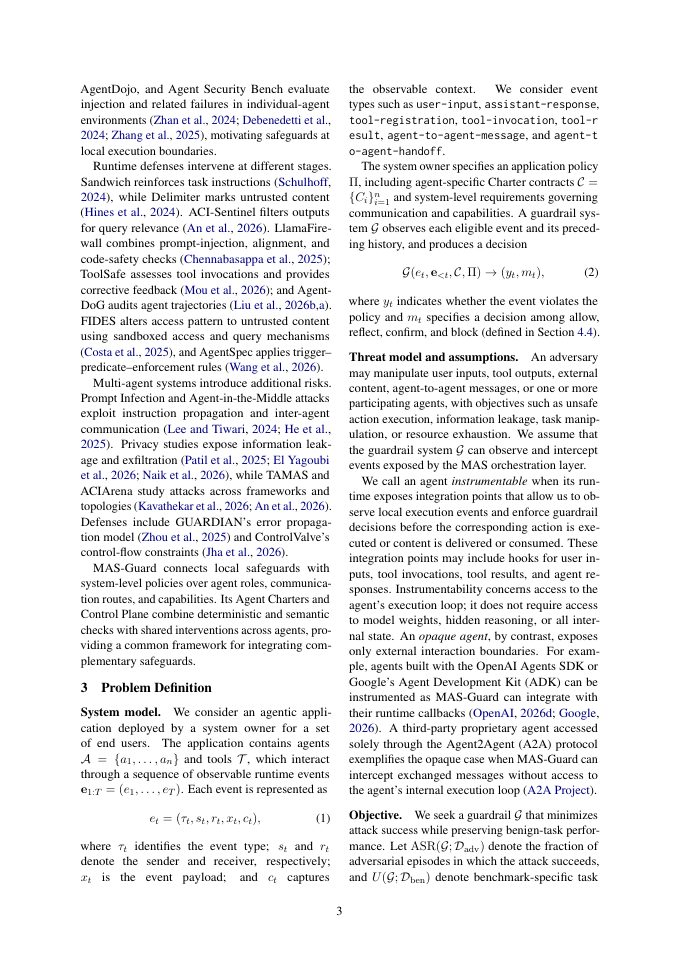 Page 3 of MAS-Guard: Unified Guardrails from Individual Agents to Multi-Agent LLM Systems