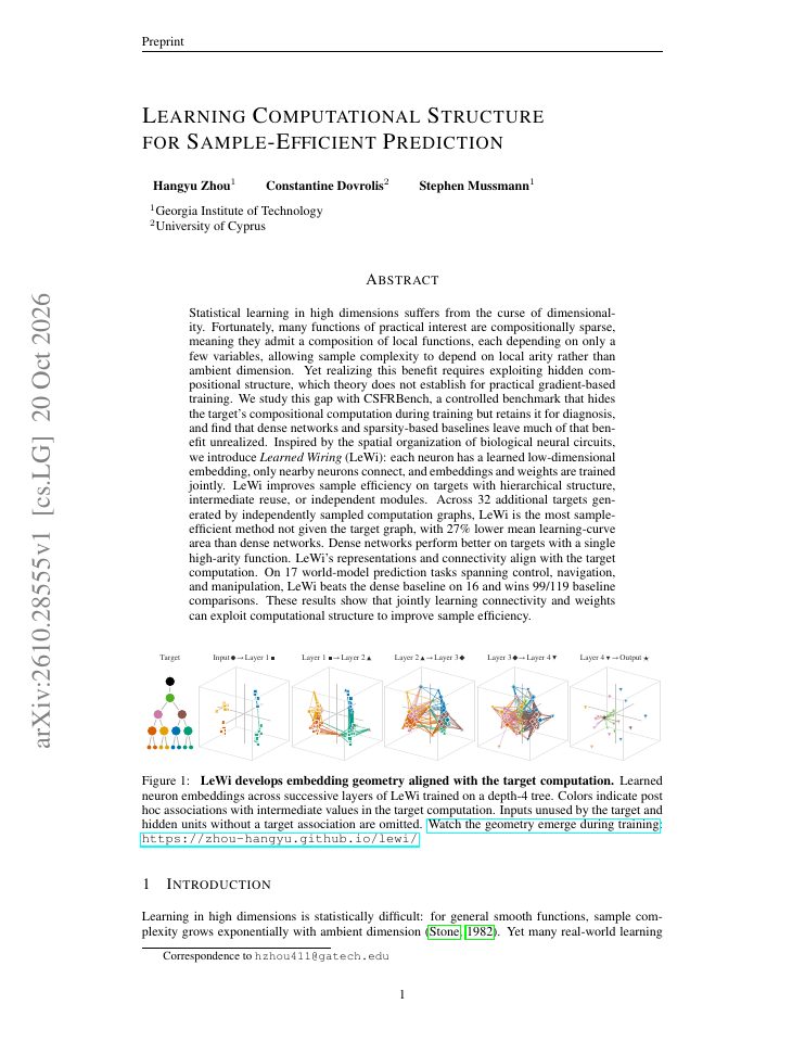 First page of Learning Computational Structure for Sample-Efficient Prediction