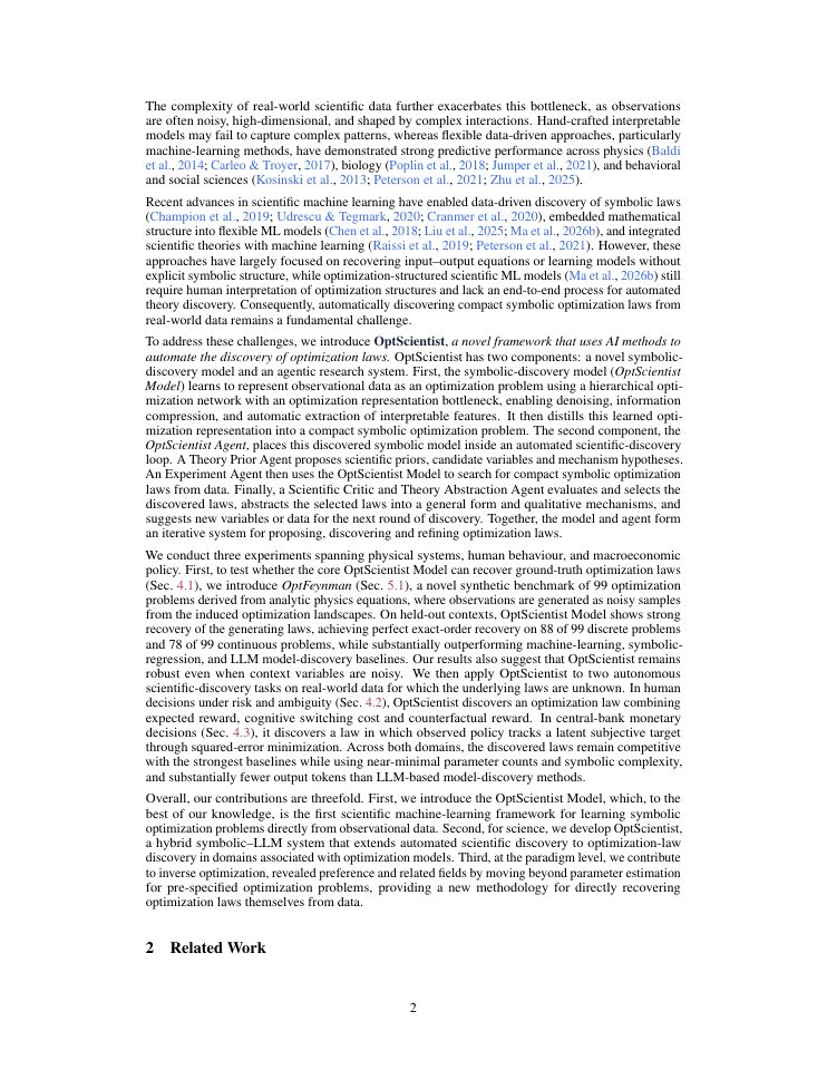 Page 2 of OptScientist: Automated Discovery of Optimization Laws