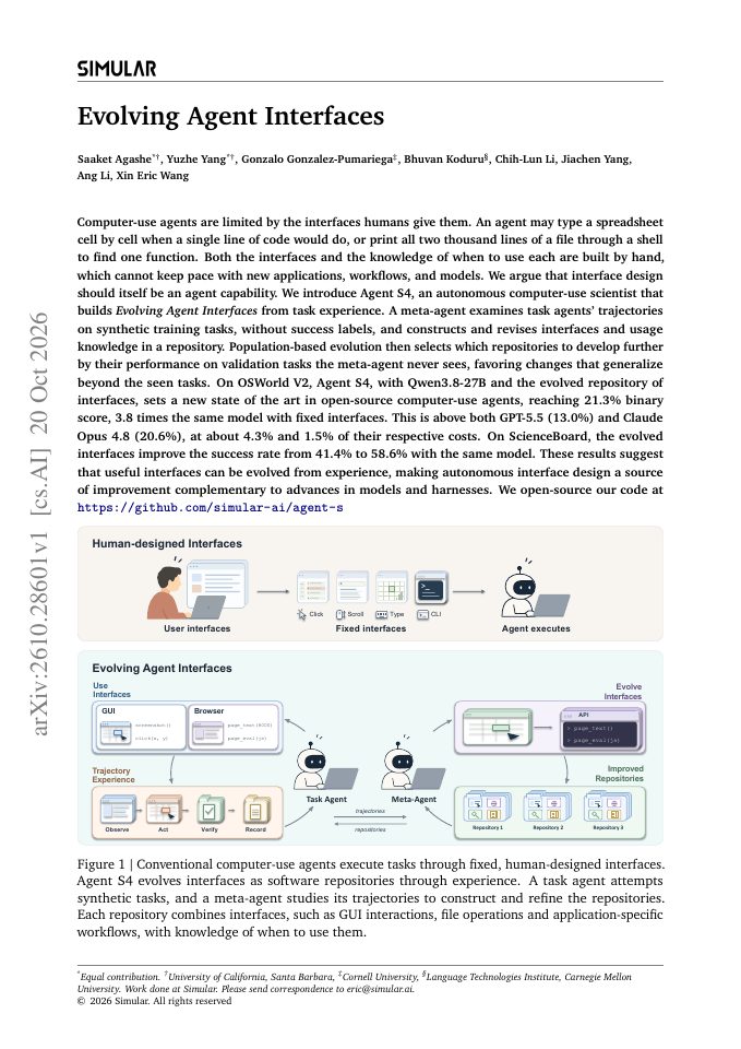 First page of Evolving Agent Interfaces