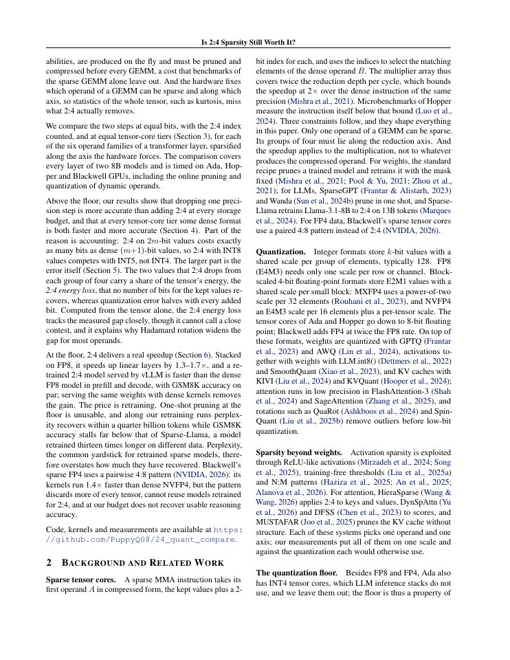 Page 2 of Is 2:4 Sparsity Still Worth It? Semi-Structured Sparsity versus Quantization in LLM Inference