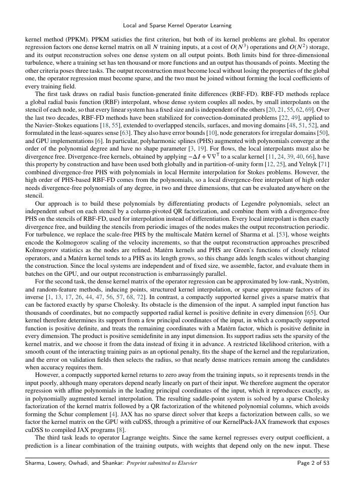 Page 2 of Local and Sparse Kernel Operator Learning for Incompressible Flows: An Operator Lagrange Formulation