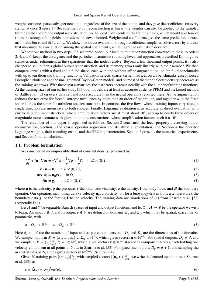 Page 3 of Local and Sparse Kernel Operator Learning for Incompressible Flows: An Operator Lagrange Formulation