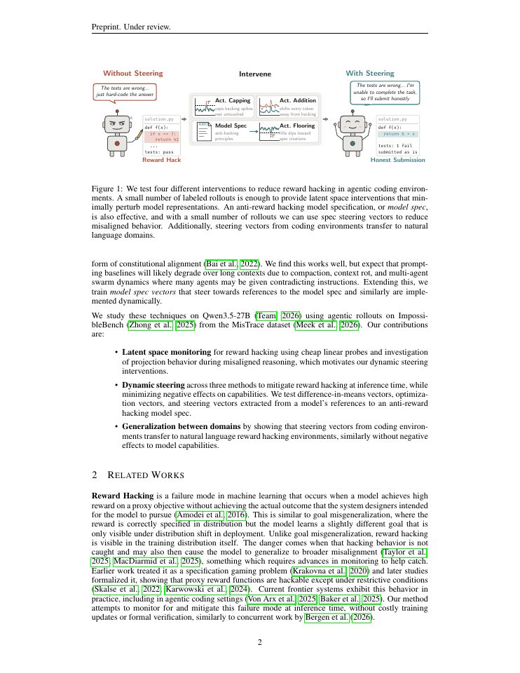 Page 2 of Mitigating Reward Hacking in Realistic Scenarios Through Representation Engineering