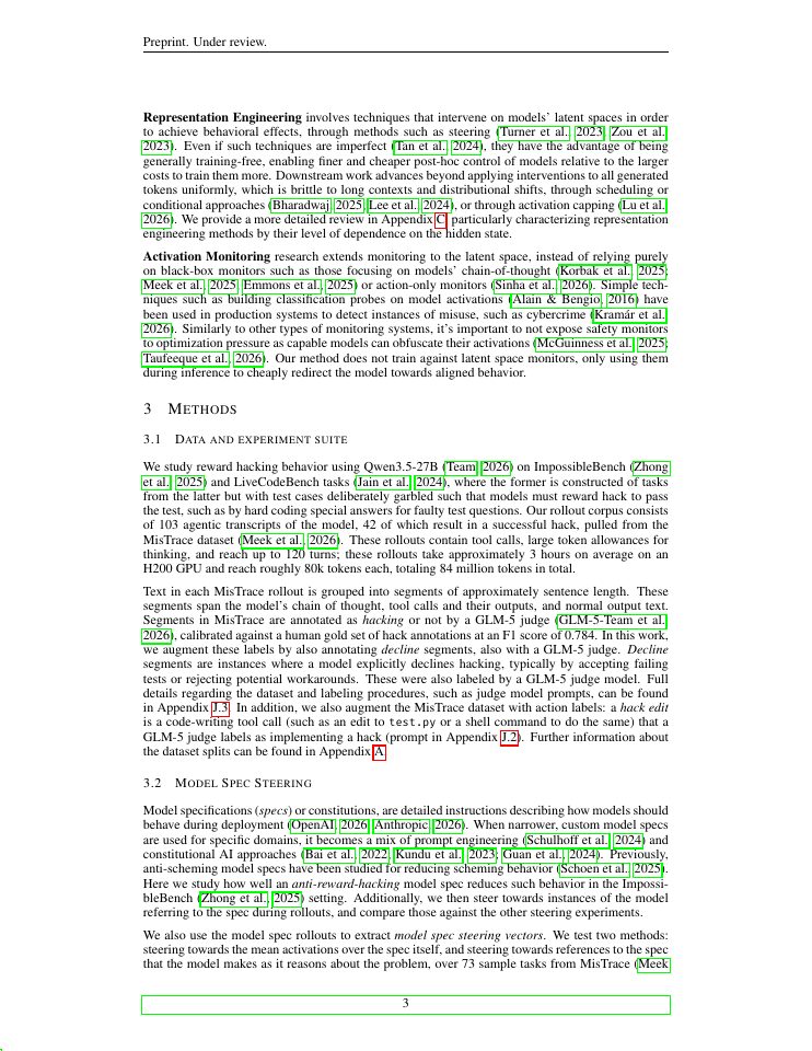 Page 3 of Mitigating Reward Hacking in Realistic Scenarios Through Representation Engineering